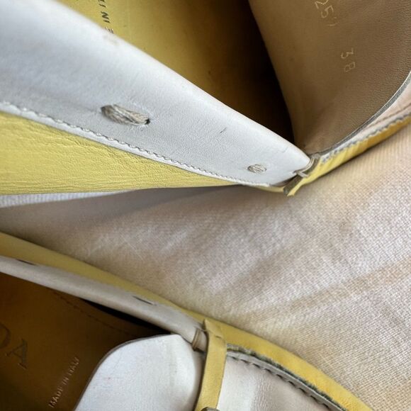 Prada yellow and white horsebit loafers 38 - Picture 6 of 6